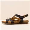 El Naturalista per donna. [250791101005_001] Piacevoli sandali in pelle Wakataua neri neri, Nero, Basso, 1 a 3 cm, Velcro, Casual