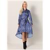 Victorio & Lucchino, V&L per donna. 3619757 Abito midi in raso blu con stampa animalier astratta, Casual, Poliestere, Manica lunga