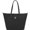 Tommy Hilfiger per donna. AW0AW15639 Borsa tote con nastro firmato nero, Casual, Sostenibile, Nylon riciclato