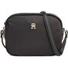 Tommy Hilfiger per donna. AW0AW15638 Borsa a tracolla TH Emblem nera, Nero, Casual, Sostenibile, Nylon riciclato