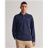 Gant per uomo. [2230] Polo in piqué con scudo blu scuro, Casual, Cotone, Manica lunga, Navy