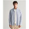 Gant per uomo. 3240060 Camicia Regular Fit in cotone e lino a righe blu [3129228], Casual, Manica lunga