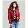 Superdry per donna. W5011178A Giacca corta intermedia rossa con cappuccio [3133188], Rosso, Casual, Nylon