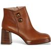 Hispanitas per donna. [HI233003] Stivaletti in pelle marrone con tacco largo, 3 a 5cm, Cerniera, Casual
