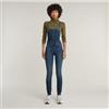 G-Star per donna. D14425-6550-89 Tuta aderente blu a vita alta Lynn, Casual, Cotone, Denim, Senza maniche / cinghie