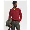 Gant per uomo. [87212] Maglia scollo a V in finissima lana di pecora bordeaux, Casual