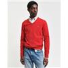 Gant per uomo. [87212] Maglia scollo a V in finissima lana di pecora rossa, Rosso, Casual
