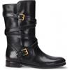 Lauren Ralph Lauren per donna. [802945680001] Stivali in pelle nera Briannah, Nero, Basso, 1 a 3 cm, Fibbia, Casual