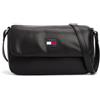 Tommy Hilfiger per donna. AW0AW16978 Borsa a tracolla con patta e cuscino Nera, Nero, Casual, Poliuretano