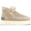 Mou per donna. MU.FW411001A Stivaletti Eskimo in pelle marrone con audace logo glitterato, 3 a 5cm, Nessuno, Casual