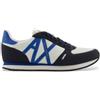 Armani Exchange per uomo. XUX017XCC68U385 Scarpe da corsa retrò Rio in bianco e blu, Basso, Stringhe, Casual