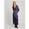 Pepe Jeans per donna. [PL953637] Abito lungo Althea nero, blu, Casual, Da sera, Poliestere, Manica lunga