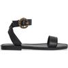 Pepe Jeans per donna. [PLS90700] Sandali in pelle nera con logo Kat, Nero, Basso, Fibbia, Casual