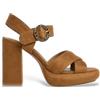 Pepe Jeans per donna. [PLS90701] Sandali marroni con logo Lenny, Marrone, 8 a 10cm, Fibbia, Casual, Da sera
