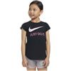 Nike unisex per bambino. 36F245 Maglietta nera con Swoosh, Nero, Casual, Sportivo, Cotone, Multisport, Manica corta, moda per bambini