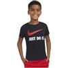 Nike unisex per bambino. 8U9461 Maglietta con Swoosh blu, Casual, Cotone, Manica corta, moda per bambini