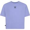 Converse per ragazza. 4CD915 T-shirt squadrata con toppa Chuck blu, Casual, Cotone, Manica corta, moda per bambini