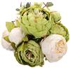 Duovlo Fiori finti in seta di peonie artificiali vintage, decorazione per la casa, confezione da 1 (verde nuovo)