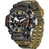 findtime Orologio militare, da uomo, mimetico, digitale, 5 ATM, impermeabile, militare, per attività all'aperto, digitale, nero, verde, ragazzi, orologio sportivo, cronografo, da uomo, cronografo, da uomo,