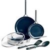 Blue Diamond Cookware Triple Steel Set Di Pentole Antiaderente in Acciaio Inossidabile in Ceramica, 6 Pezzi, Include Padella e Utensili,Senza PFAS, Multistrato, Induzione, Forno, Lavastoviglie,Argento