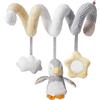 Nuby Spirale attività Passeggino, Peluche Sensoriale, 0+ Mesi, Pinguino | Gioco passeggino multifunzione, stimola la scoperta sensoriale e la motricità precoce, intrattiene il bimbo in viaggio