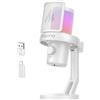 MAONO Microfono Wireless, Microfono PC con Software Cambiavoce Vocale IA, Cancellazione del Rumore, EQ personalizzata, Luci RGB Regolabili per Gioco, Podcasting, Streaming, DM40 Bianco