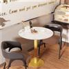 FATIVO Tavolo Rotondo da Pranzo Marmo Bianco: 76x76x78,5cm Tavolo da Cucina Soggiorno Tavolo per Giardino Bar Caffetteria Moderno Antigraffio Tondo Tavolo Scandinavo Dorato Metallo Telaio