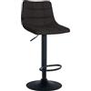 CLP Sgabello Jerry in tessuto I Sgabello regolabile in altezza I Sedia girevole a 360° con schienale per cucina e salotto, Colore:nero, Colore del telaio:nero