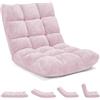 RELAX4LIFE Sedia da Terra in Velluto, Sedia Pieghevole con Schienale Inclinabile in 14 Livelli, Poltrona Imbottita Portatile per Soggiorno e Camera da Letto (Rosa Chiaro, Velluto Corallo)