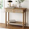 Nathan James Beacon - Tavolo consolle in legno con cassetti, tavolo da ingresso in stile bohémien, con ripiano in alghe marine, marrone chiaro