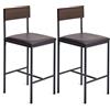 Roomark Set di 2 Sgabelli da Bar in Legno, Altezza Bancone, Gamba in Metallo, Senza Schienale, Sedie da Bar (Marrone, 2 Pezzi)
