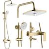 Rea Colonna doccia STORM GOLD BRUSH Sistema Doccia in Ottone per Bagno (Oro spazzolato)