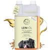 Annimally Olio di lino per cani 500 ml - Olio di semi di lino spremuto a freddo, ricco di acidi grassi Omega 3 e 6 e vitamina B - Olio BARF adatto per cani, gatti e cavalli - Prodotto naturale al 100%