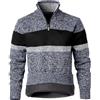Harbrosrce Maglioni Uomo Invernali Striscia Collo Alto con Zip 1/4 Pullover Foderato in Pile Giacca in Maglia Maglione Maniche Lunghe Sweater Invernale