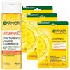 Garnier Vitamina C Trattamento Liquido Illuminante Per Il Viso Formula Vegana 120 Ml e 3X Maschera Viso In Tessuto Illuminante