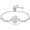 FANCIME Bracciale con albero della vita da donna, in argento Sterling 925, placcato oro bianco 14 K, con pietre di nascita, gioiello regalo di compleanno, lunghezza regolabile, 23.0 centimeters