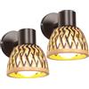 TOKIUS Lampada da Parete Interna Industriale Applique da parete Gabbia Interno E27 Metallo Lampadari e Plafoniere Cucina regolabile 180° Per Cucina Camera da letto (Nero, in Bambù-2 pezzi)