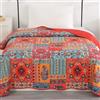 Qucover Copriletto singolo in morbido cotone microfibra patchwork copriletto singolo 150 x 200 cm, motivo floreale misto arancione blu colori trapuntati per camera da letto arredamento