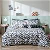 Loussiesd Set copripiumino a forma di cuore per ragazze Letto singolo Motivo moderno a cuore per donna Adolescenti Adulti Reversibile Grigio Bianco Con 1 federa