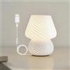 LANMOU LED Lampada Da Comodino Camera Da Letto In Vetro, Abat Jour Da Comodino Moderne Lampada Di Fungo Dimmerabile Con USB Cavo, 3000k-6000k, Lampada Tavolo Cavo Da 1,5 M, 15 * 19 CM, Bianco