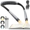 Glocusent Lampada da lettura ergonomica con batteria da 1600 mAh, 3 colori e 5 luminosità continua, pratico interruttore di blocco e timer - luce da lettura per lavori manuali (grigio)
