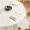 Softalker Tovaglia Rotonda 160 cm Antimacchia con Motivo a Righe Jacquard Tovaglie Beige Elegante da Esterno Impermeabile per Protezione Moderna Tavolo per Autunnale Natalizia Compleanno Matrimonio