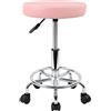 KKTONER Sgabello rotondo in pelle PU con poggiapiedi Regolazione dell'altezza della parte girevole Spa Salone di disegno Tattoo Workshop Massaggi Sgabelli Sedia operativa Rosa