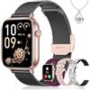 Iaret Smartwatch Donna, 4 Cinturini & Collana Regalo, 1.83 Orologio Chiamate HD, 110+ Sport Fitness Tracker, Monitoraggio Sonno/Frequenza Cardiaca/Ciclo/Contapassi, per iPhone/Android, Oro Nero