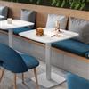 DEGHI Tavolo da pranzo 60x60 cm top bianco con bordi arrotondati e base in metallo bianco - Caio Round