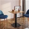 DEGHI Tavolo da pranzo 70x70 cm top effetto rovere con bordi arrotondati e base in metallo nero - Caio Round