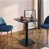 DEGHI Tavolo da pranzo 70x70 cm top nero con bordi arrotondati e base in metallo nero - Caio Round