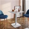 DEGHI Tavolo da pranzo 70x70 cm top bianco con bordi arrotondati e base in metallo bianco - Caio Round