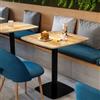 DEGHI Tavolo da pranzo 80x80 cm top effetto rovere con bordi arrotondati e base in metallo nero - Caio Round