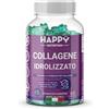 Happy Nutrition Caramelle Gommose Collagene - Integratore Gommoso con Collagene Idrolizzato Puro - Gusto Mirtillo - Supporto per Pelle e Unghie - Vitamine Gommose Adulti - 60 Caramelle